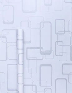 5m or 10m - Art Deco Modern Silver & White Wallpaper Sticky Back Plastic Vinyl - Picture 1 of 2