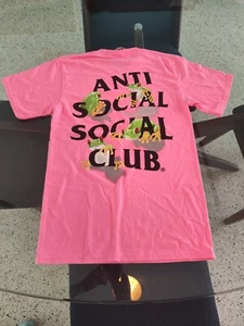 Anti Social Social Club Frogs Neon Small Hot Pink T Shirt - Picture 1 of 6