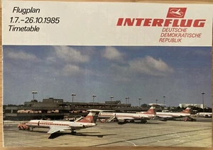 INTERFLUG AIRLINES TIMETABLE SUMMER 1985 IL18 IL62 ROUTE MAP SEAT CHART - Picture 1 of 2
