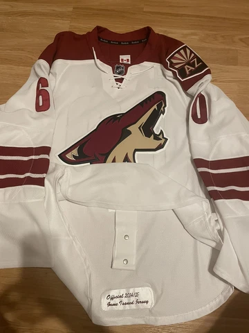 Joel Hanley Game Issued Phoenix Arizona Coyotes Reebok White Hockey Jersey 56 Cover
