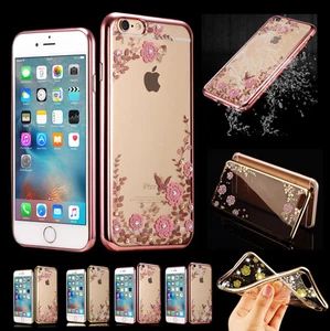 Luxus Diamant TPU Strass Blumen Silikon Schutz Hülle Bumper Case Tasche Cover - Picture 1 of 20