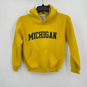 Michigan University Champion Sweatshirt Kids Medium 7-8 Yellow NCAA Football - Picture 1 of 10