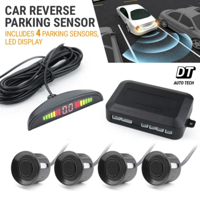 4 Parking Sensors LED Car Auto Backup Reverse Rear Radar System Alert Alarm Kit - Image 1 of 4