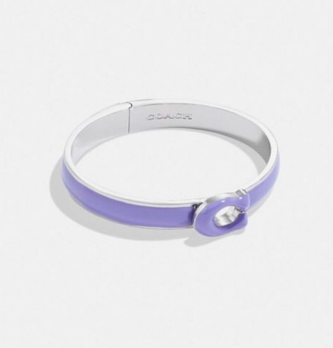 Braccialetto Coach Firma Scolpito C Tabby Smalto Viola NUOVO