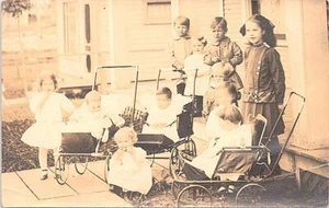 RPPC Orphanage Scene Children in Strollers early 1900s - Picture 1 of 2