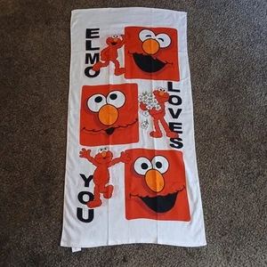 Toalla de baño vintage 2003 Sesame Street Elmo playa piscina blanca roja - Imagen 1 de 2