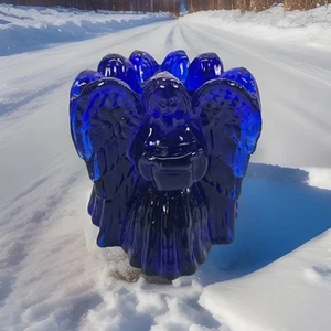Cobalt Blue Angel Votive Candle Holder Holiday Decor Vintage Figurine Christmas - Picture 1 of 7