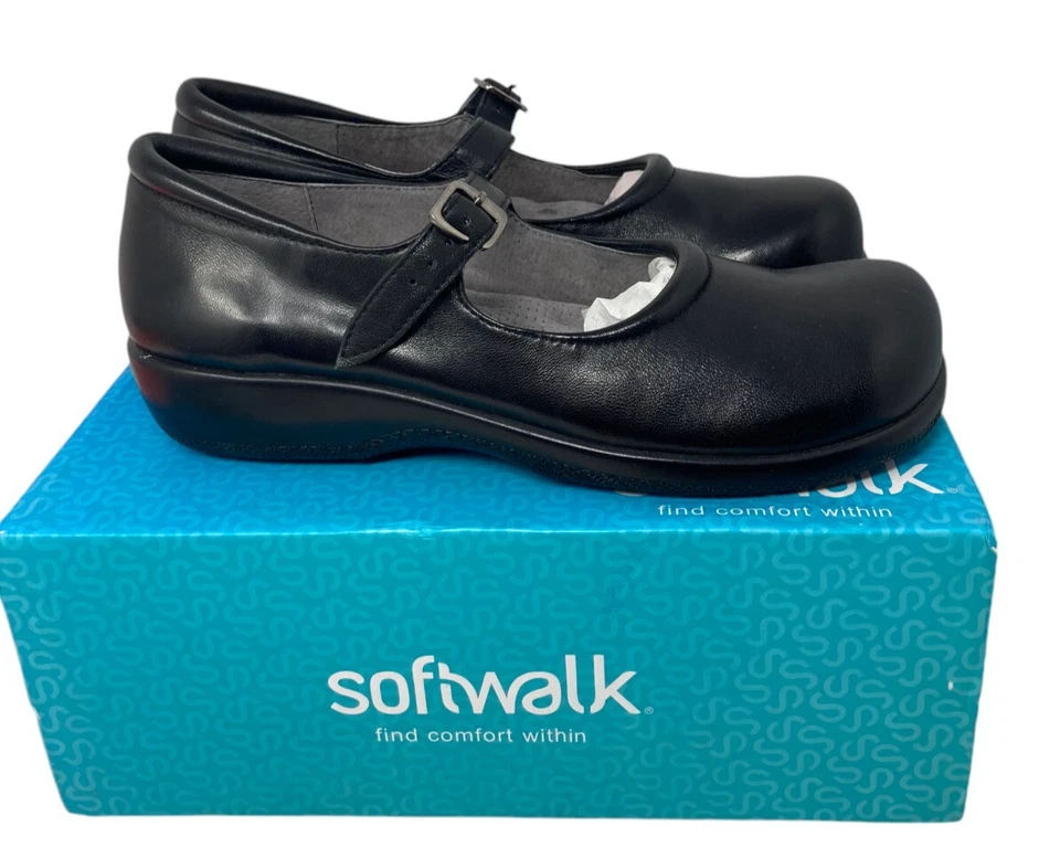 Мягкие прогулки Mary Janes размер 8 женщин узкий черный Jupiter мягкие плоскостях новый - Изображение 1 из 4