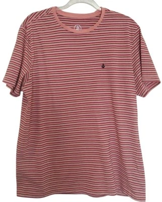 Volcom T-shirt Man's XL Pink White Stripe Crew Neck Shirt Sleeve Soft - Image 1 of 4