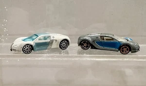HOT WHEELS Lot Of 2 BUGATTI VEYRON LOOSE White Blue Gray - Picture 1 of 10