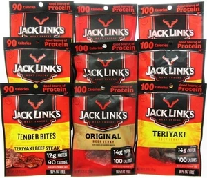 Jack Links Variety 9 pack Teriyaki Original Tender Bites Beef Jerky Dried Meat - Picture 1 of 4