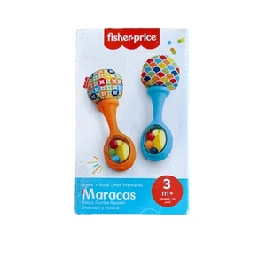 Maracas, Set Of 2 Newborn Toys, Blue Orange,  For Ages 0-6 Months Fisher Price - Picture 1 of 8