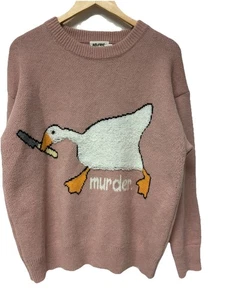 Goose Knitted Sweater "Murder" Design By Aelfric Eden pink oversized size SM - Picture 1 of 8