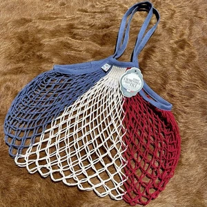 Authentic FILT French Net Market Bag Tricolor Blue White Red 100% Cotton String - Picture 1 of 8