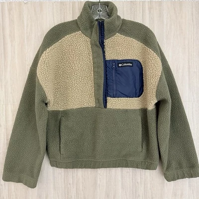 Pullover Columbia Sherpa Mujer Talla Pequeña Verde Lodge Polar Cuadrado Senderismo Aire Libre Foto 1 de 4