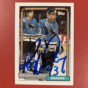 1992-93 Topps Ray Whitney Signed #205 San Jose Sharks Rookie RC AUTO Inscribed - Picture 1 of 3