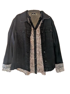 Chico's Conjunto Estampado Animal Camisa Botón y Chaqueta Denim Mujer Talla 2 (L 12/14) - Imagen 1 de 17