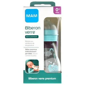 MAM Premium Glasfläschchen 170 ml ab Geburt Nahrungsfluss 1 ist eine Babyflasche - Bild 1 von 1