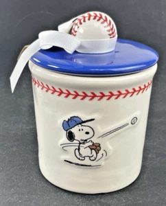 Tarro de bote de béisbol RAE DUNN Snoopy bolas de goma semillas galletas nueces de caramelo 5,5" NUEVO - Imagen 1 de 6