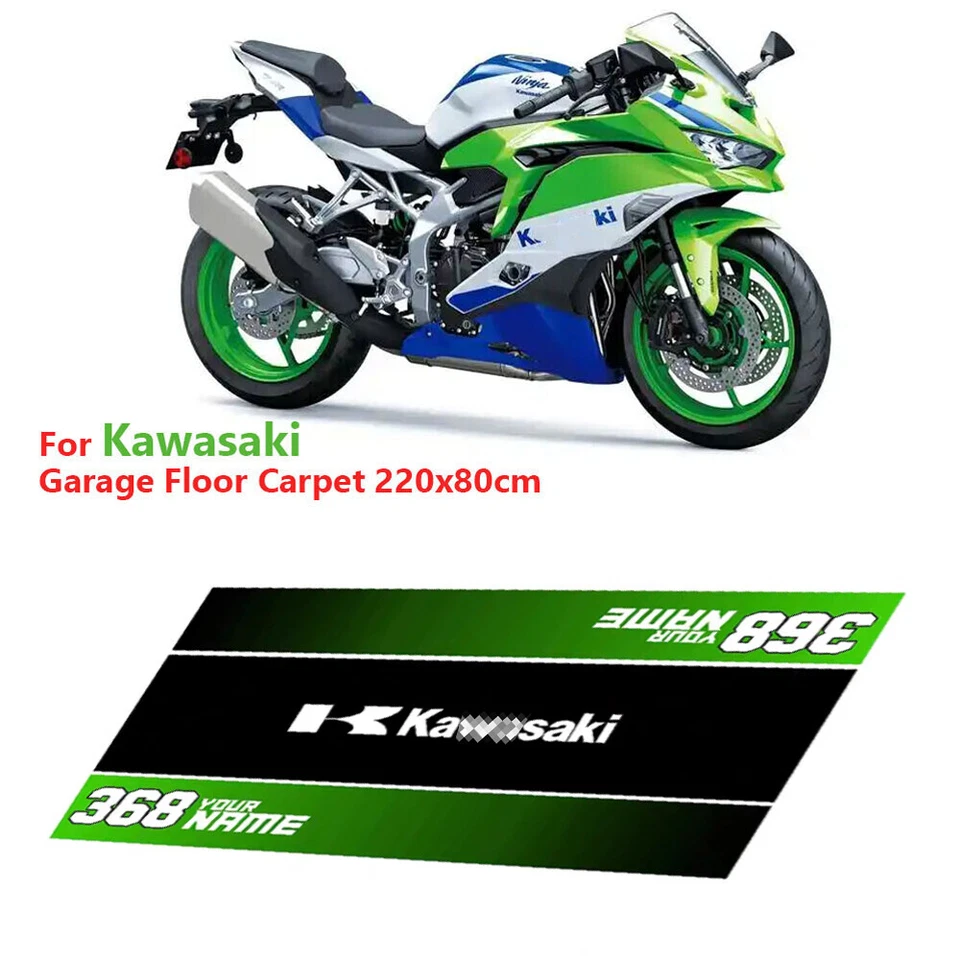 Motorcycle Mat Workshop Mat For Kawasaki Garage Floor Carpet Pit 220x80cm Green - Image 1 of 3