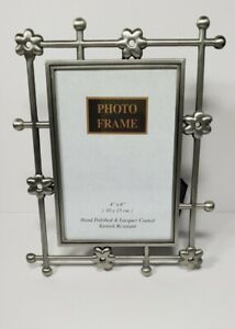 Silver Tone Dresser Tray Metal Gray Frame Vintage 8 x 10 Picture Frame Pewter Look