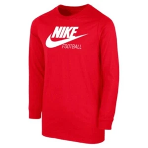 NWT Nike Red Boys Long Sleeve Tee Swoosh Football - Sz L - Picture 1 of 5