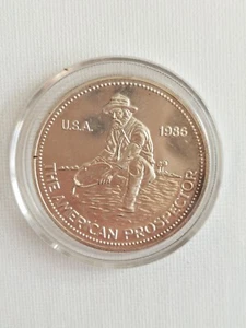 1986 PP/Proof wie 1 Oz 999 Silber Engelhard American Prospector Silbermedaille - Bild 1 von 6