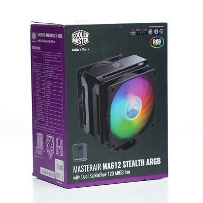 Cooler Master MasterAir MA612 Stealth ARGB CPU Air Cooler, 6 Heat Pipes, Nickel - Image 1 of 4