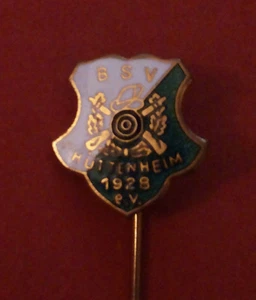 R* GERMANY SHOOTING BADGE PIN BSV HUTTENHEIM 1928 e. V. XF+ DETAILS - Picture 1 of 2