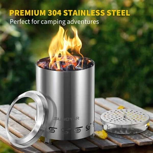 9.6" Tabletop Fire Pit Smokeless Firepit with Removable Ash Pan 304 Stainless - Picture 1 of 7