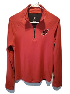 NFL ARIZONA AZ Cardinals Youth L 14-16 Red Black 1/4 Zip Athletic Polo Jacket LS - Picture 1 of 5