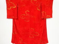 New Listing64498# Japanese Kimono / Antique Juban / Mon Kinsha / Woven Floral Drum