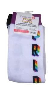 New Women Pride Knee High Socks One Size 1 Pair Rainbow - Picture 1 of 3