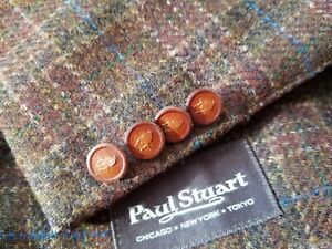 Vintage Paul Stuart purple tartan Wool Tweed unlined Blazer Jacket sport Coat 41