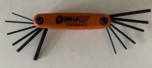 BONDHUS GORILLA GRIP HEX FOLD UP KEY SET SAE 12 Piece Wrench Set #12550 Orange - Picture 1 of 15