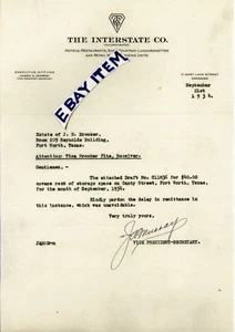 1934 James A. Murray CHICAGO ILLINOIS Membrete THE INTERSTATE COMPANY INC. - Imagen 1 de 1