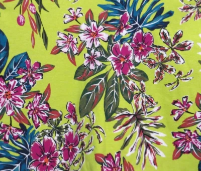 Time And Tru Shirt Womens XXL 2XL Bright Multicolor Floral Tropical Tee Cotton - Image 1 of 4