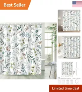 Eco-Friendly Green Shower Curtain - Botanical Leaf Print - 72x72 with 12 Hooks - Picture 1 of 9