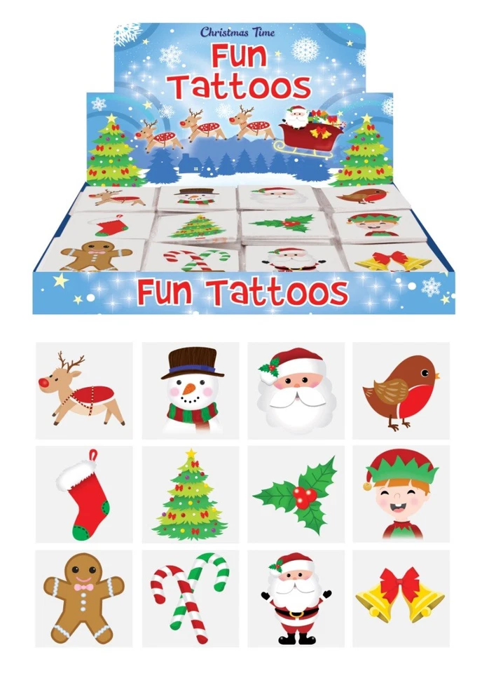 72 tatuagens temporárias de Natal para sacola de festa infantil enchimentos de meia - Imagem 1 de 1