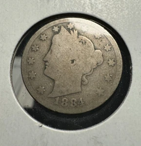1884 LIBERTY V NICKEL 5 CENTS USA KEY DATE! - Bild 1 von 2