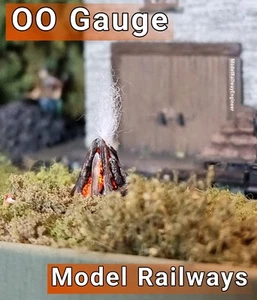Bonfire Campfire with flickering glow LED. OO gauge model railway Made & painted - Picture 1 of 6