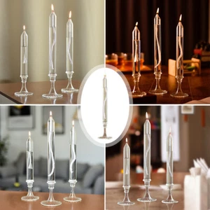 European Long Glass Oil Lamp Candle Holder Transparent Candlestick Ornaments - Picture 1 of 10