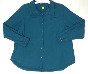 Cabelas 100% Cotton Long Sleeve Women's Button-down Shirt Front Slit Pockets 2XL - Picture 1 of 5