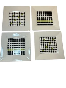 "Juego de 4 platos cuadrados de ensalada negro verde marfil 7,25"" caja y barril mod" - Imagen 1 de 6