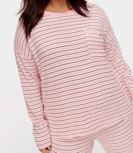 NWT LADIES PETER ALEXANDER FUZZY STRIPE PYJAMA TOP PLUS SIZE 3+ / AU 24 - 26 - Picture 1 of 5