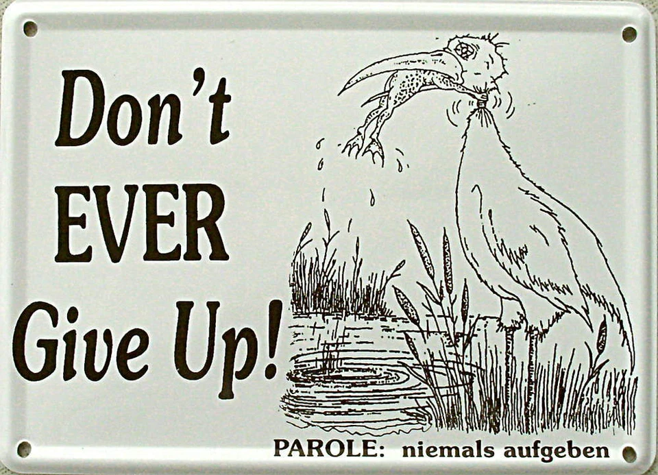 Mini-Blechschild Don´t ever give up!, 11 x 8 cm - Bild 1 von 1