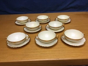 Vintage K & A Krautheim Selb Bavaria(8 Sets) Cream Soup Bowls w/Heavy Gold Trim - Picture 1 of 7