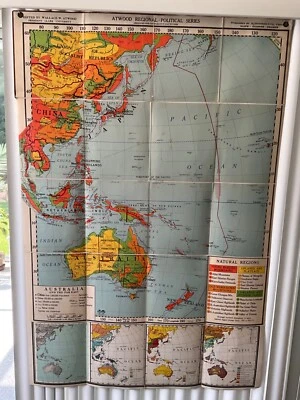 ATWOOD AUSTRALIA & FAR-EAST FOLD-UP WALL MAP#AR80/ 20 litho panels onheavy Linen - Image 1 of 4