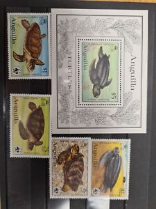 Anquilla 1983 set or four Turtles plus Minature Sheet.A20 Unmounted SG560/4