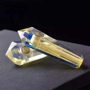 2Pcs Natural Quartz Yellow Smelting Stone Crystal Mineral Smoking Pipes Obelisk - Picture 1 of 12
